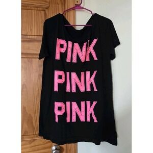 Victorias Secret Ladies Pink Sleep Shirt Nightgown Sleepshirt S Bling Logo Rare